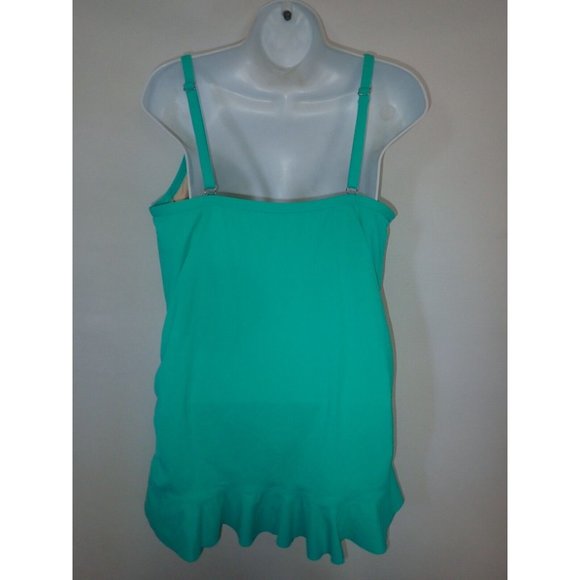 Lands' End Womens 14 Tankini Top Swim Swimsuit Aqua Green Ruffle Underwire 2pc - Picture 9 of 9